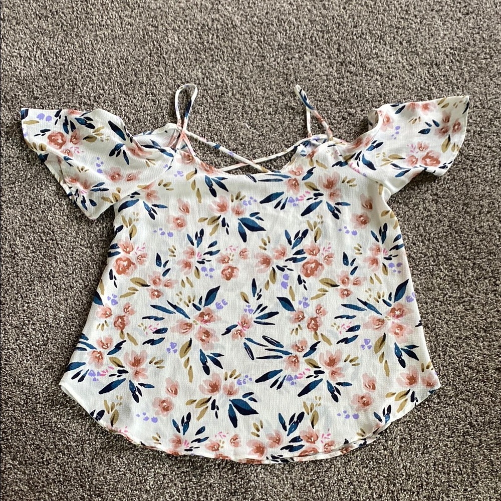 Kaileigh Cream Ruffled Tie Front Blouse